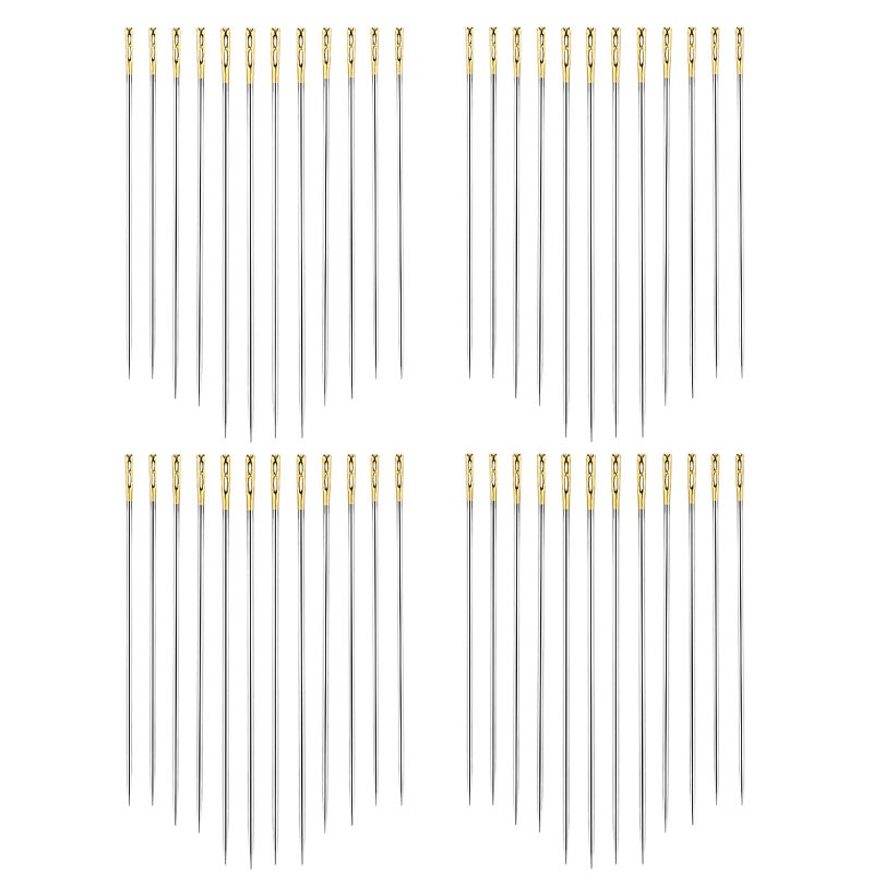 AIEX 48pcs Self Threading Needles Blind Needles in 3 Sizes 142 in  15 in  165 in Assorted Hand Stitching Needles for DIY Embroidery Sewing Gold Silver