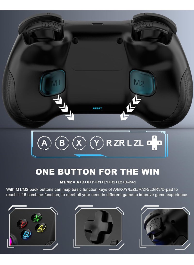 Mobile Gaming Controller for iPad/iPhone/Tablet, Cloud Controller Remote Joystick for iOS/Android, Wireless Switch Controller with Macro Buttons/Hall-Rocker/Hall-Trigger/Dual Vibration (Black)  - Image 5