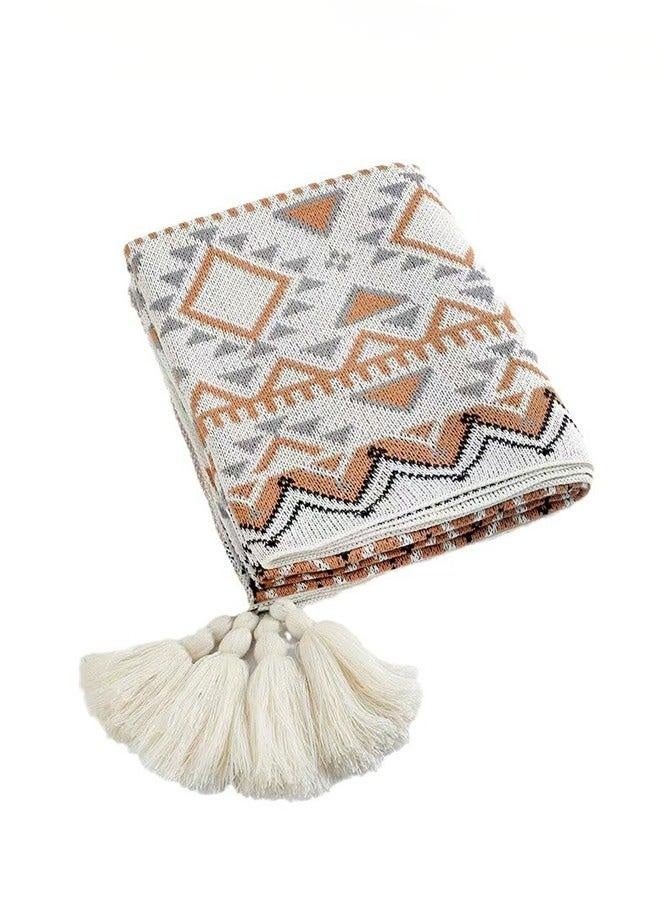 tornado gold Knitted Blanket Bohemian Air Conditioning Blanket Blanket Full Body Shawl Nap Blanket Multi-colored 130x170cm - Image 4