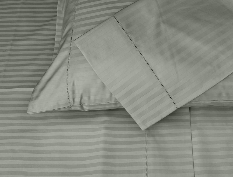 Threadmill Threadmill Home Linen Pillow Cases Standard Size - 100% Natural Cotton 600 Thread Count  2 Piece Damask Moon Rock Grey Pillow Cover Set  Premium ELS Combed Cotton Striped Pillow Protectors - Image 1