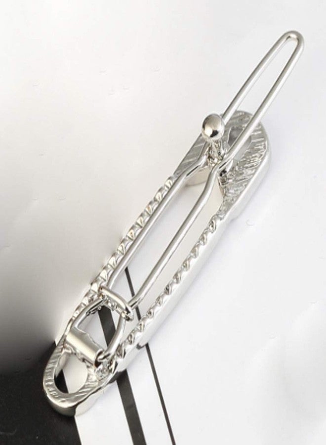 Teensery 6 Pcs Silver Hair Pins Hair Clips Alloy Safety Pin Shape Hairpin Barrettes Hairdressing Tool Hair Accessories for Women and Girls - Image 2