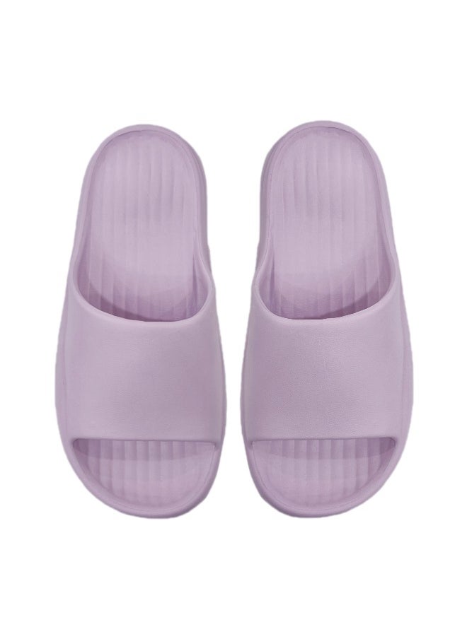 Miniso MINISO Puff Series Women's Bathroom Slippers (Purple, 37-38) – Non-Slip, Quick-Dry, Soft EVA, Ultra-Lightweight Comfort, Indoor & Shower Wear, Waterproof, Breathable Design 