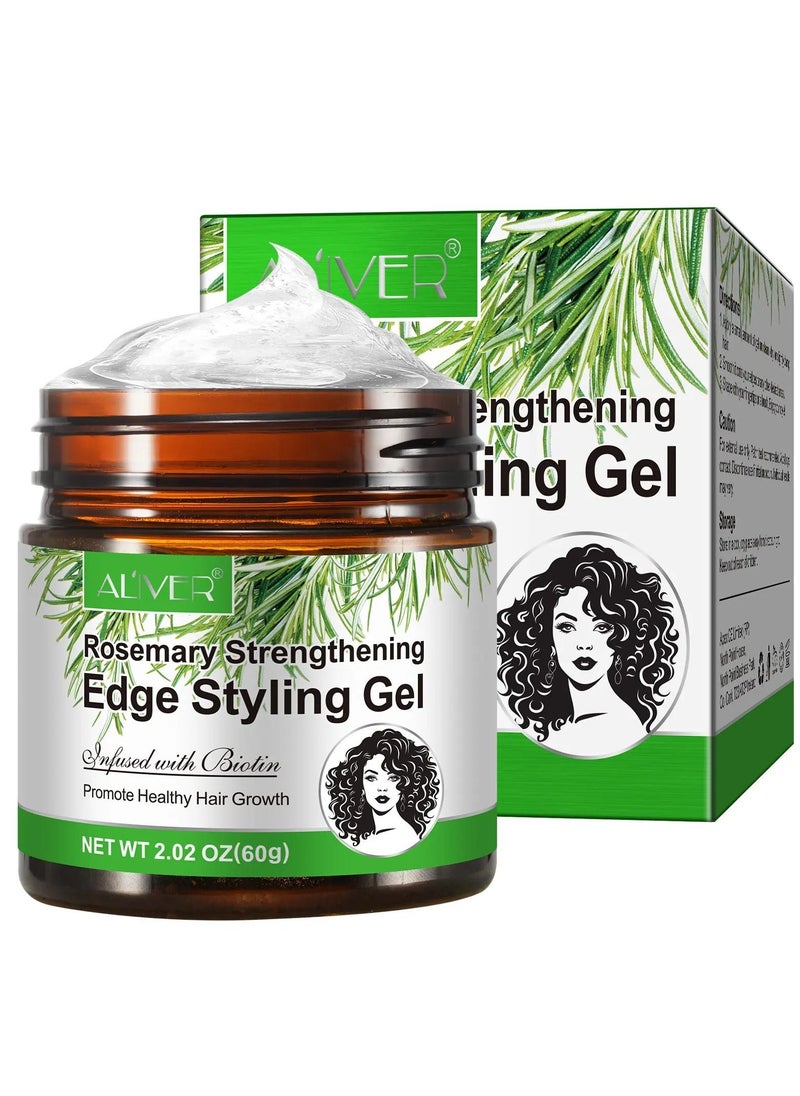 ALIVER - 60g Rosemary Edge Styling Gel Promotes Healthy Hair Growth with rosemary & Biotin Edge Control Gel for Flyaway Hair Hair Finishing Gel Hydrating Moisturizing Hair Growth Styling Gel - Image 1