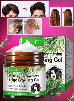 60g Rosemary Edge Styling Gel Promotes Healthy Hair Growth with rosemary & Biotin Edge Control Gel for Flyaway Hair Hair Finishing Gel Hydrating Moisturizing Hair Growth Styling Gel