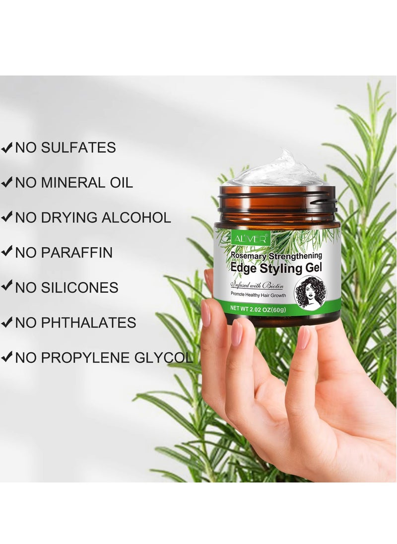 ALIVER - 60g Rosemary Edge Styling Gel Promotes Healthy Hair Growth with rosemary & Biotin Edge Control Gel for Flyaway Hair Hair Finishing Gel Hydrating Moisturizing Hair Growth Styling Gel - Image 1
