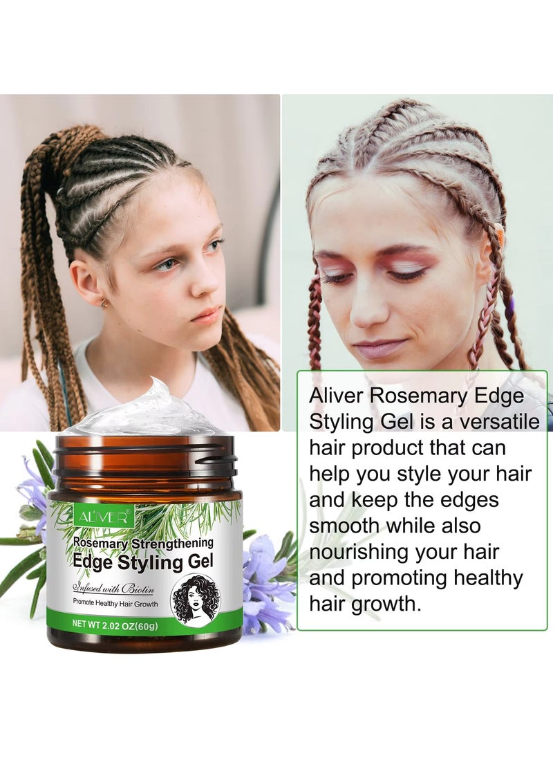 ALIVER - 60g Rosemary Edge Styling Gel Promotes Healthy Hair Growth with rosemary & Biotin Edge Control Gel for Flyaway Hair Hair Finishing Gel Hydrating Moisturizing Hair Growth Styling Gel - Image 1