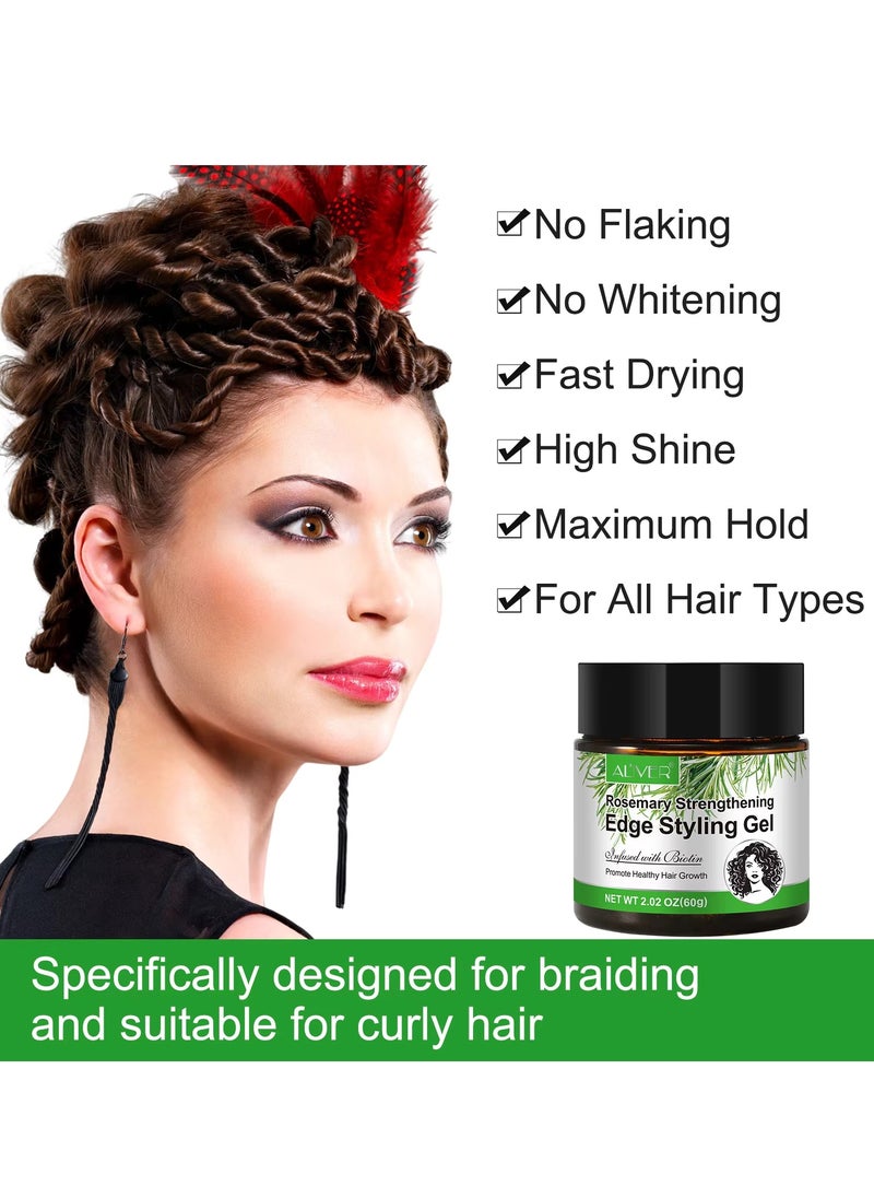 ALIVER - 60g Rosemary Edge Styling Gel Promotes Healthy Hair Growth with rosemary & Biotin Edge Control Gel for Flyaway Hair Hair Finishing Gel Hydrating Moisturizing Hair Growth Styling Gel - Image 1