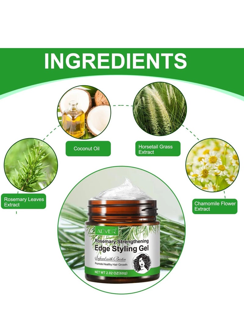 ALIVER - 60g Rosemary Edge Styling Gel Promotes Healthy Hair Growth with rosemary & Biotin Edge Control Gel for Flyaway Hair Hair Finishing Gel Hydrating Moisturizing Hair Growth Styling Gel - Image 1