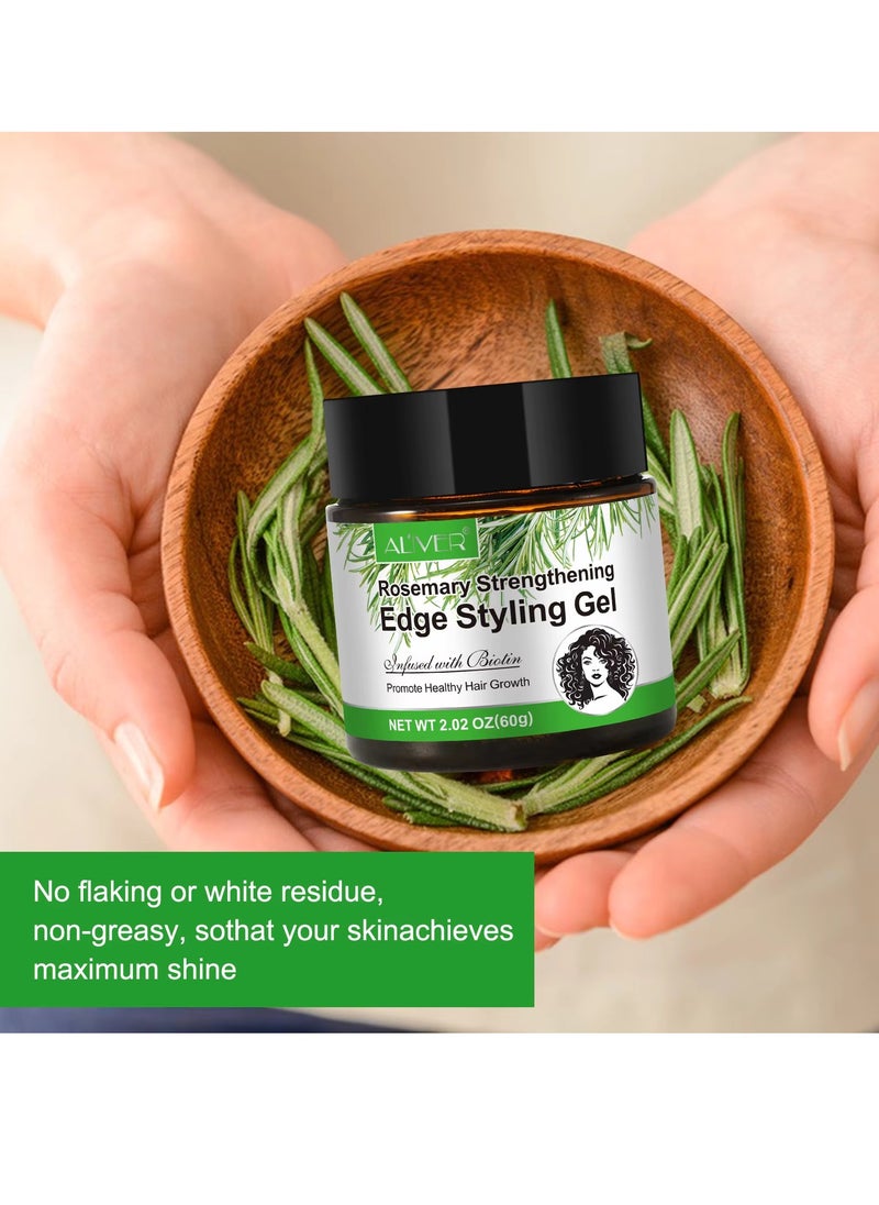 ALIVER - 60g Rosemary Edge Styling Gel Promotes Healthy Hair Growth with rosemary & Biotin Edge Control Gel for Flyaway Hair Hair Finishing Gel Hydrating Moisturizing Hair Growth Styling Gel - Image 1