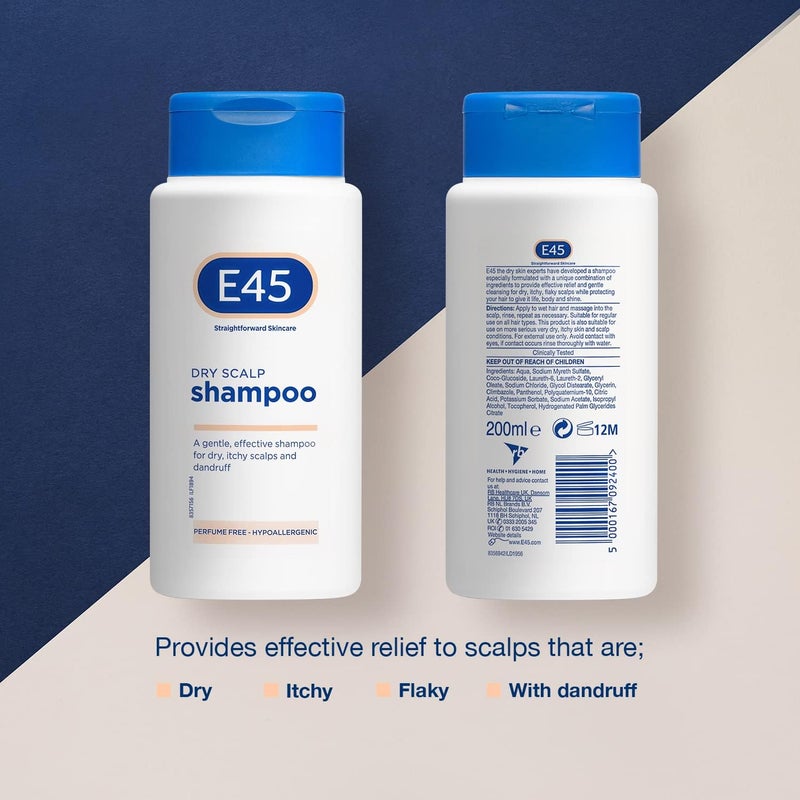 E45 Dry Scalp Shampoo 200ml - Gentle Formula for Itchy Scalps and Dandruff - Image 2