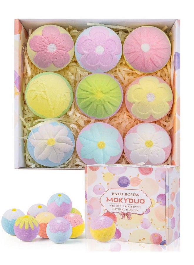 MOKYDUO - Bath Bombs For Women Gift Set, 9Pcs Handmade Natural Bathbombs With Shea & Essential Dry Skin Moisturize,Perfect For Bubble Bath. Birthday/Mothers Day Gifts Idea For Her,Wife,Girlfriend - Image 1