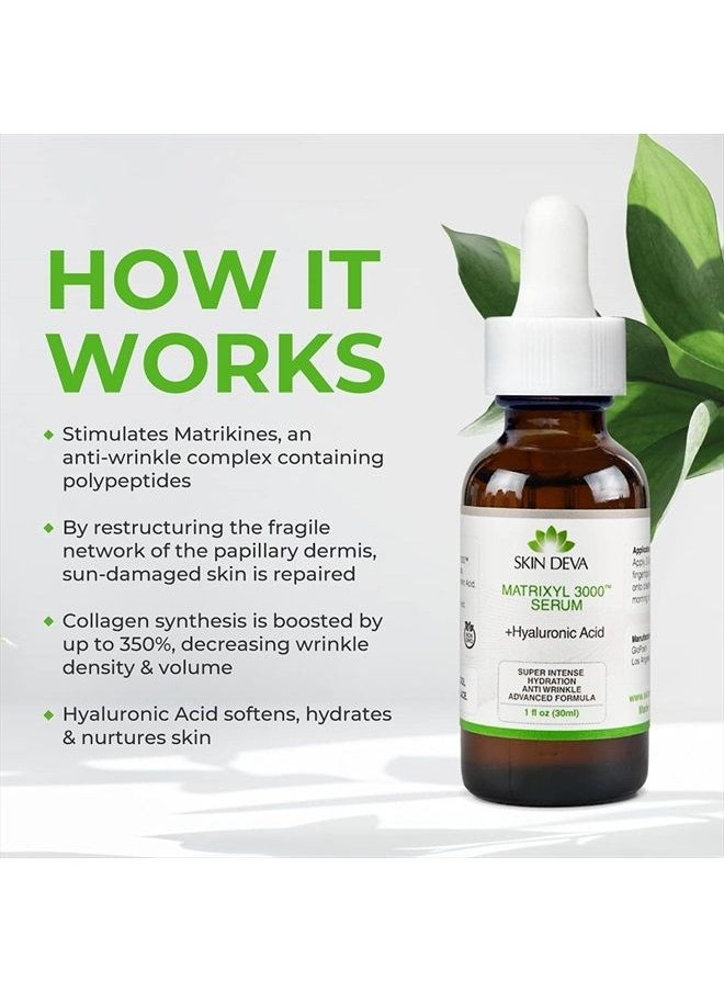 SKIN DEVA - 1 fl oz Matrixyl 3000 with Hyaluronic Acid Serum Peptides Serum For Face Hydration with Hyaluronic Acid Stimulates Collagen Repair Mechanisms Lightweight Anti Aging Moisturizer - Image 1