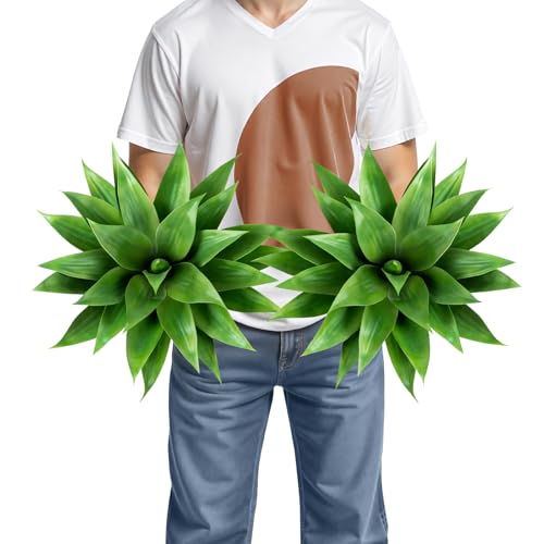 Velener Artificial Agave Plant Set,18 Inch, Faux Aesthetic Plants for Home Decor, Realistic UV Resistant Fake Agave Plants Without Pot, Set of 2 - Image 1