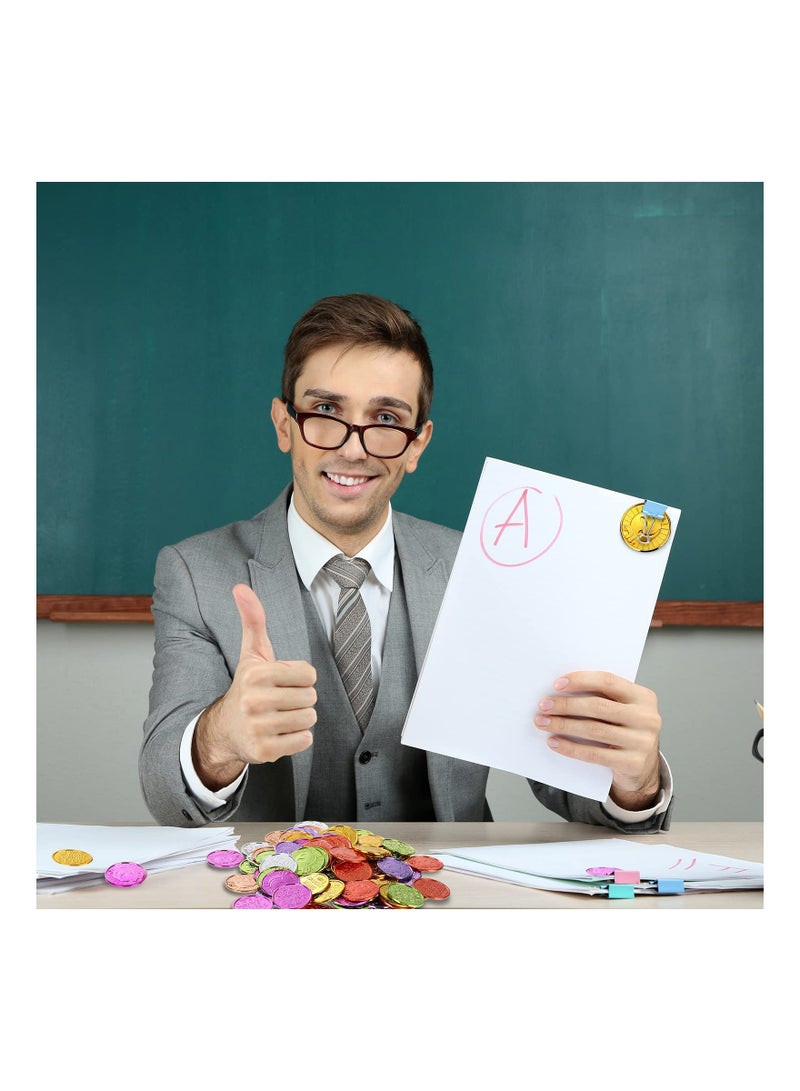 Zikra Colorful Coin, Caught Being Good Coins Kids Behavior Tokens Classroom Behavior Incentives Coin Reward Tokens Smile Face Coin for Kids, Smile Face Fake Money Coins, Ideal School Reward (100 Pieces) - Image 5