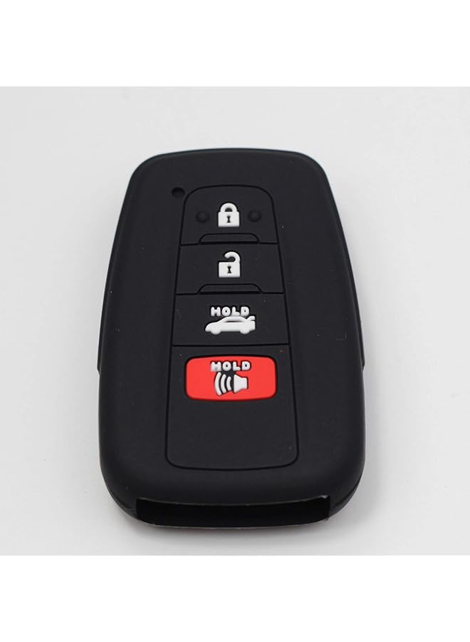 2Pcs Black Silicone Smart 4 Button Key Fob Case Cover Protector Keyless Remote Holder Compatible With Toyota 2019 2020 2021 Camry Corolla C-Hr Prius Rav4 Highlander Avalon 86 - Image 2