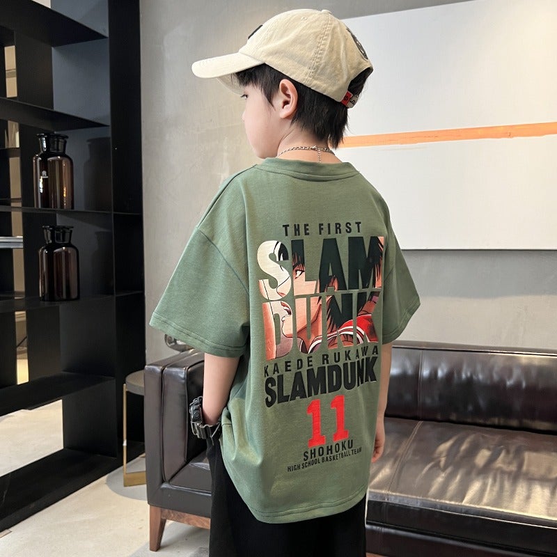 Boys' Pure Cotton Short-Sleeved T-Shirt Summer Wear 2026 New Style Kidsren'S Summer Style Boys' Sports Tops Trendy - Image 1