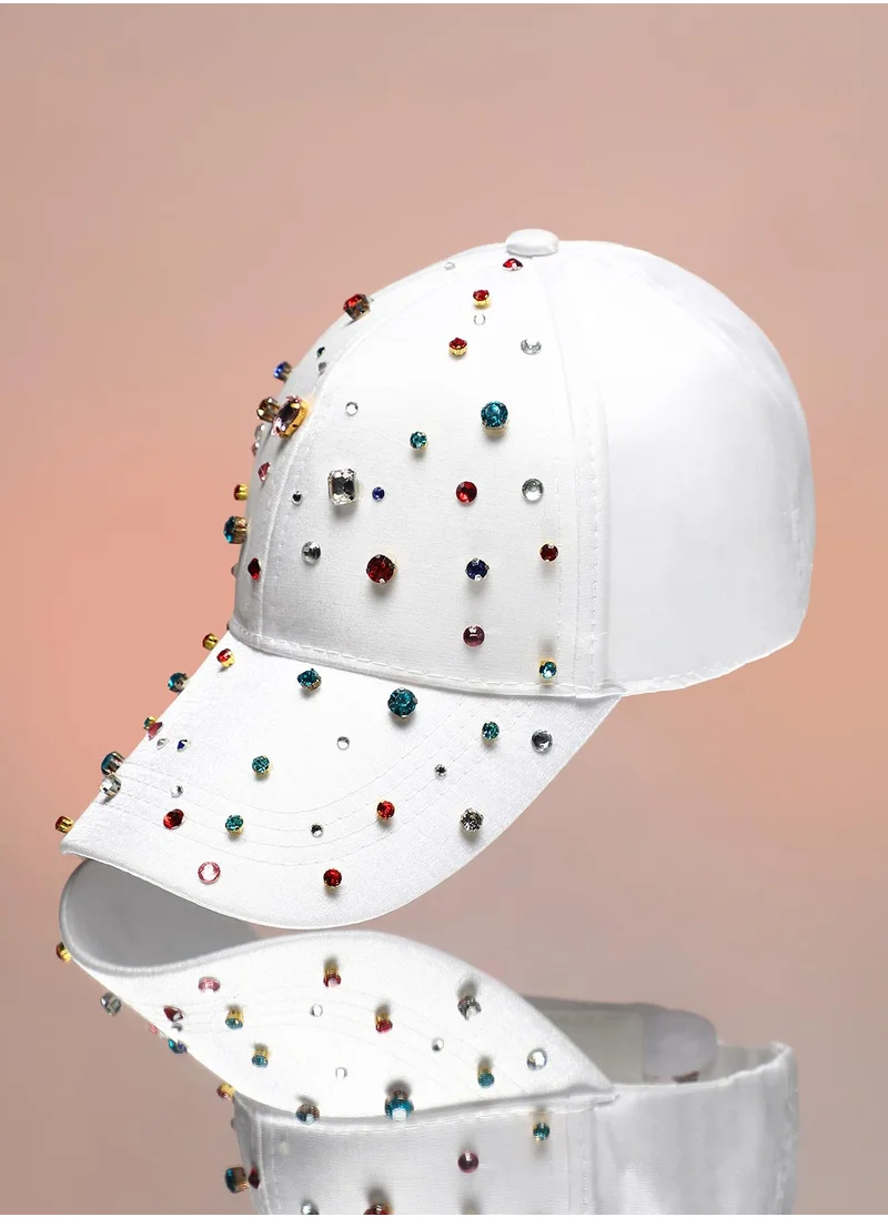 Haute Sauce Women's Embellished Drops Baseball Cap - Chalk White