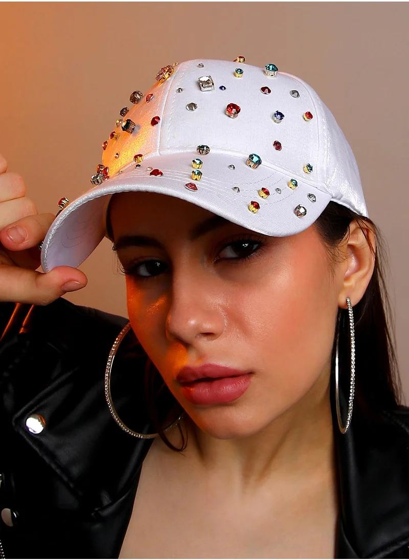 Haute Sauce Women's Embellished Drops Baseball Cap - Chalk White