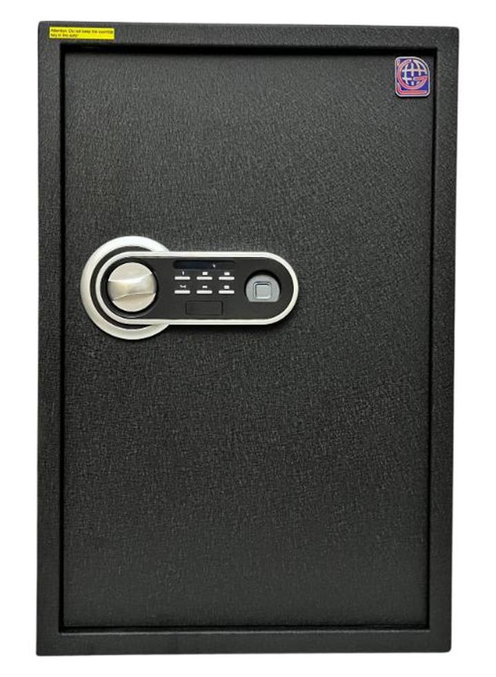 LOTFY GROUP LG Well Designed textured-Black Fingerprint Safe Box , Kalon and Password - With 2 adjustable shelves -  Secure Storage with Biometric Access H60*W40*D35 CM - Image 1