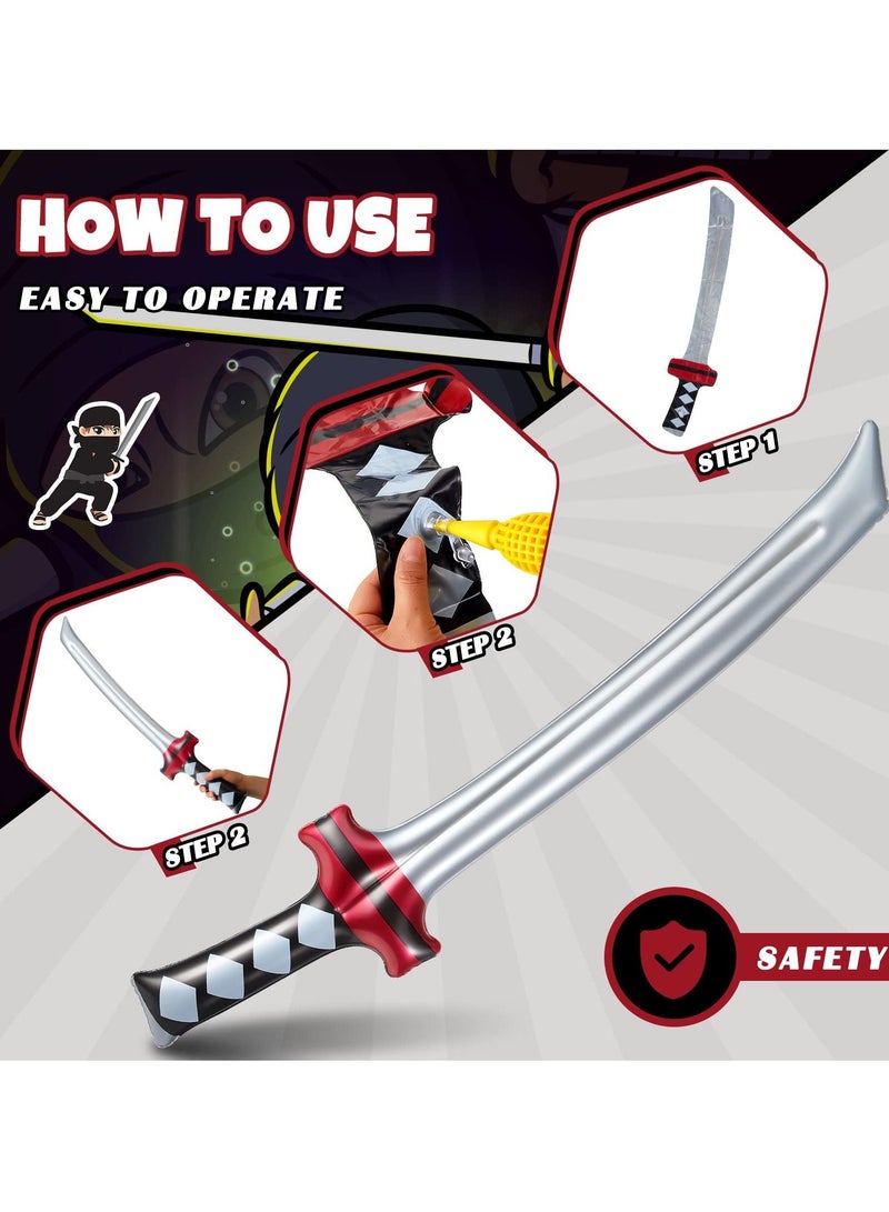 SYOSI 10 Pcs Inflatable Ninja Samurai Swords, Inflatable Sword Toys Ninja Theme Toys for Girls and Boys Birthday Party & Cosplay (Black and Red) - Image 4