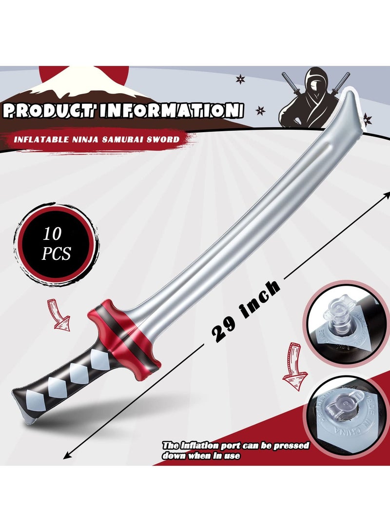 SYOSI 10 Pcs Inflatable Ninja Samurai Swords, Inflatable Sword Toys Ninja Theme Toys for Girls and Boys Birthday Party & Cosplay (Black and Red) - Image 2