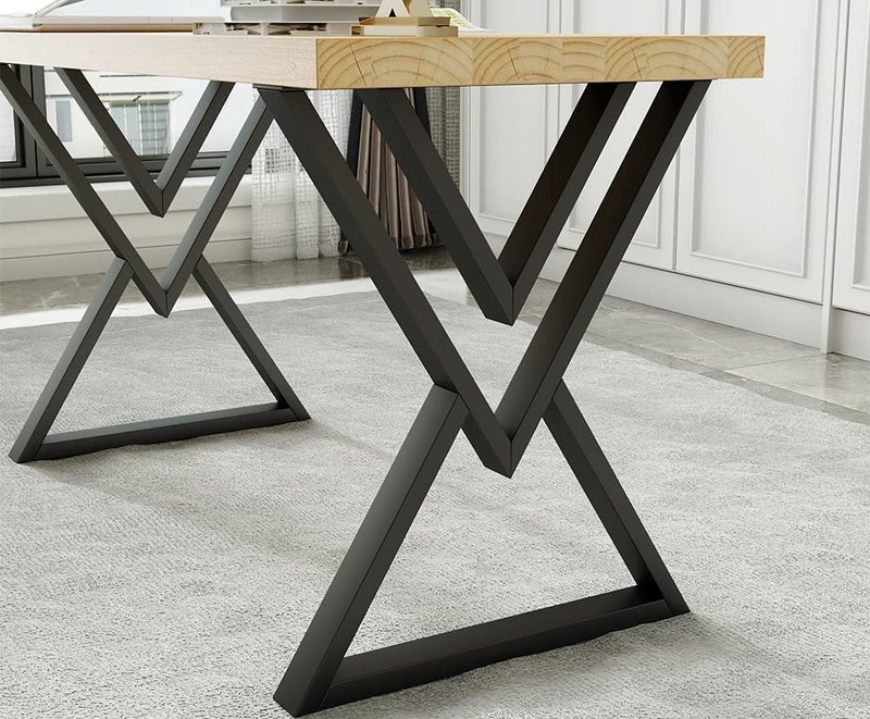 DECORILA Furniture Table Legs 28 inch Metal Desk Legs Diamond Shape Black Industrial Modern Dining Legs for Table Iron Bench Legs Chair Base Set of 2 - Image 1