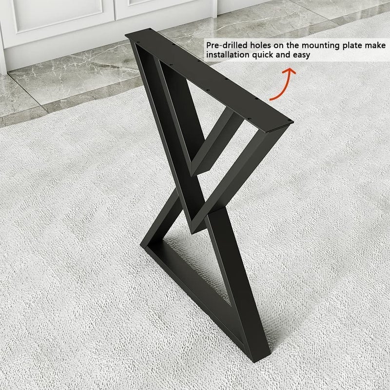 DECORILA Furniture Table Legs 28 inch Metal Desk Legs Diamond Shape Black Industrial Modern Dining Legs for Table Iron Bench Legs Chair Base Set of 2 - Image 4