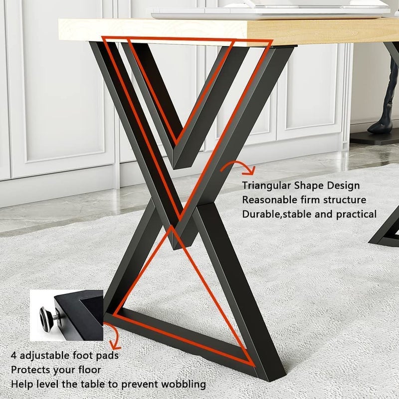DECORILA Furniture Table Legs 28 inch Metal Desk Legs Diamond Shape Black Industrial Modern Dining Legs for Table Iron Bench Legs Chair Base Set of 2 - Image 5