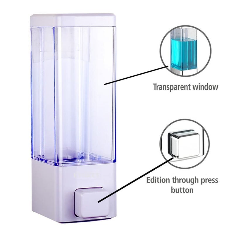 EVGREF ® ABS Plastic Liquid Handwash Soap Dispenser for Bathroom Kitchen 350 Ml (White) (Pack of 1) - Image 2