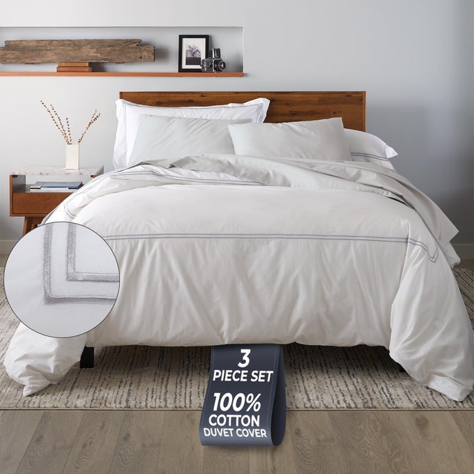 DUVET COVER QUEEN SIZE 3 PIECES 100 COTTON PERCALE FULLQUEEN SOFT BREATHABLE LIGHTWEIGHT INCLUDING DUVET COVER 1 PIECE 90 X 90 INCHES WITH 2 PILLOW SHAMS SILVER DESIGN