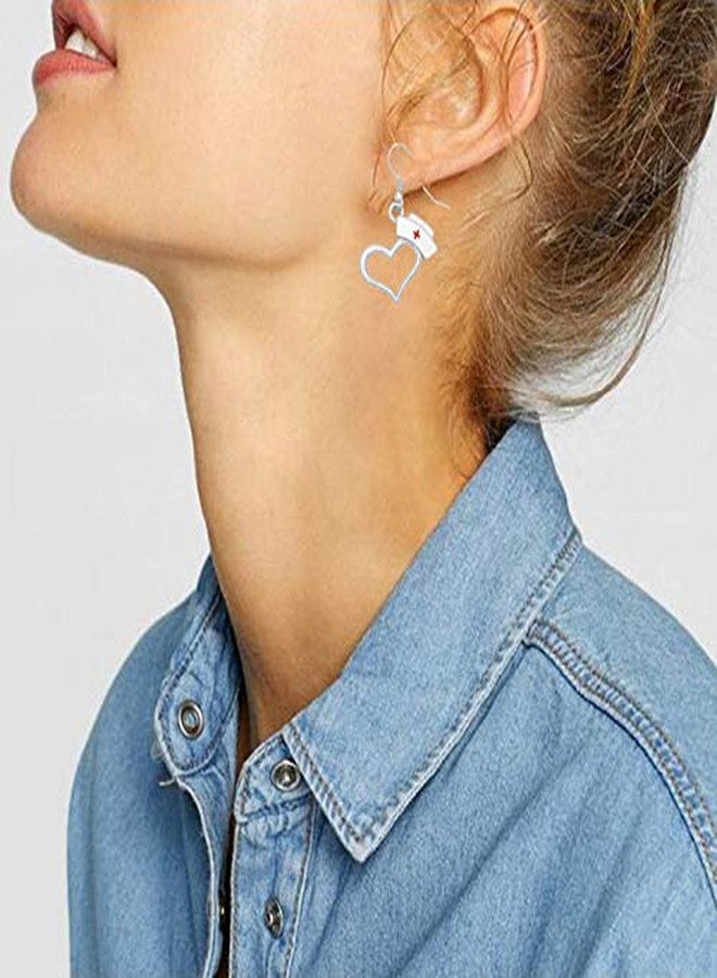 اكتاب أقراط AKTAP الطبية برمز طبي، أقراط للممرضات، هدية طبية للأطباء والممرضات وطلاب الطب، هدية للممرضات المسجلات، والمساعدات الطبية، ومساعدي الأطباء، والممرضات الممارسات، والأطباء البيطريين (أقراط على شكل قبعة ممرضة) - Image 5