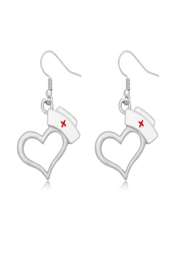 اكتاب أقراط AKTAP الطبية برمز طبي، أقراط للممرضات، هدية طبية للأطباء والممرضات وطلاب الطب، هدية للممرضات المسجلات، والمساعدات الطبية، ومساعدي الأطباء، والممرضات الممارسات، والأطباء البيطريين (أقراط على شكل قبعة ممرضة) - Image 1