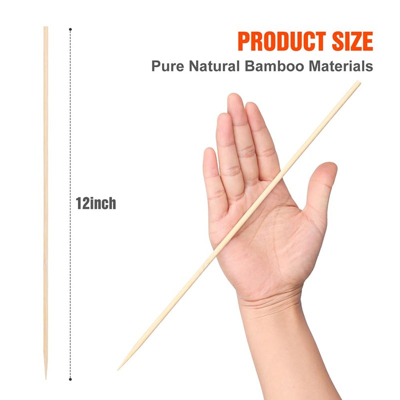 Newflager 400 Pack 12 Inch Natural Bamboo Wood Barbecue Skewers For Grilling  Kabob  Fruit  Appetizer  Cocktail  Sausage  Chocolate Fountain  Bbq Sticks. (F=4Mm) - Image 2
