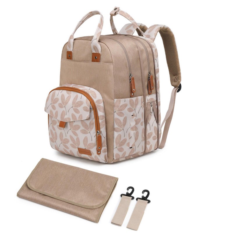 Qualyphant Large Diaper Bag Backpack for Two Kids Twins Expandable Baby Bag 2636L Dual Big Compartments Includes Changing Pad Stroller Straps Unisex Leaf