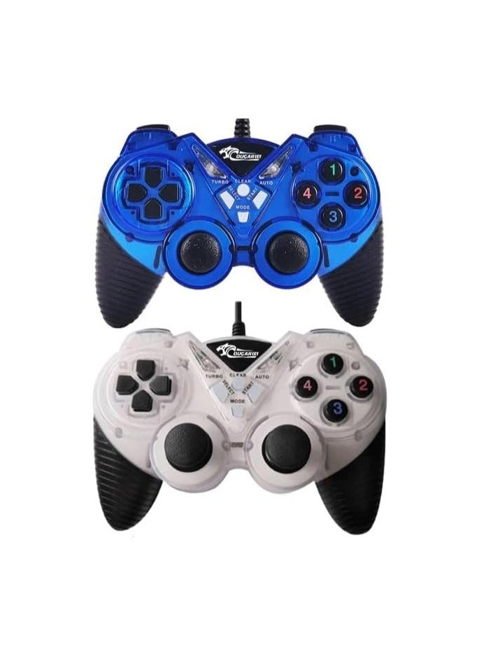 Cougar COUGAR-EGY (9082) USB Wired Double Gamepad Turbo Controller with Vibration Function For PC or Laptop, 1.5 Meter (BLUE&WHITE)  - Image 3
