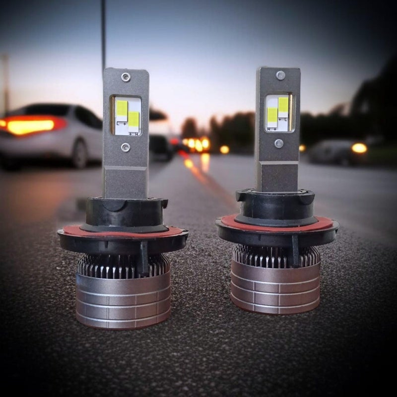 مصابيح أمامية للسيارة T8 PRO LED، 65 واط 65000 لومن، 12 فولت - 36 فولت، مروحة تبريد مدمجة، هيكل من الألومنيوم (H13/9008) - Image 1