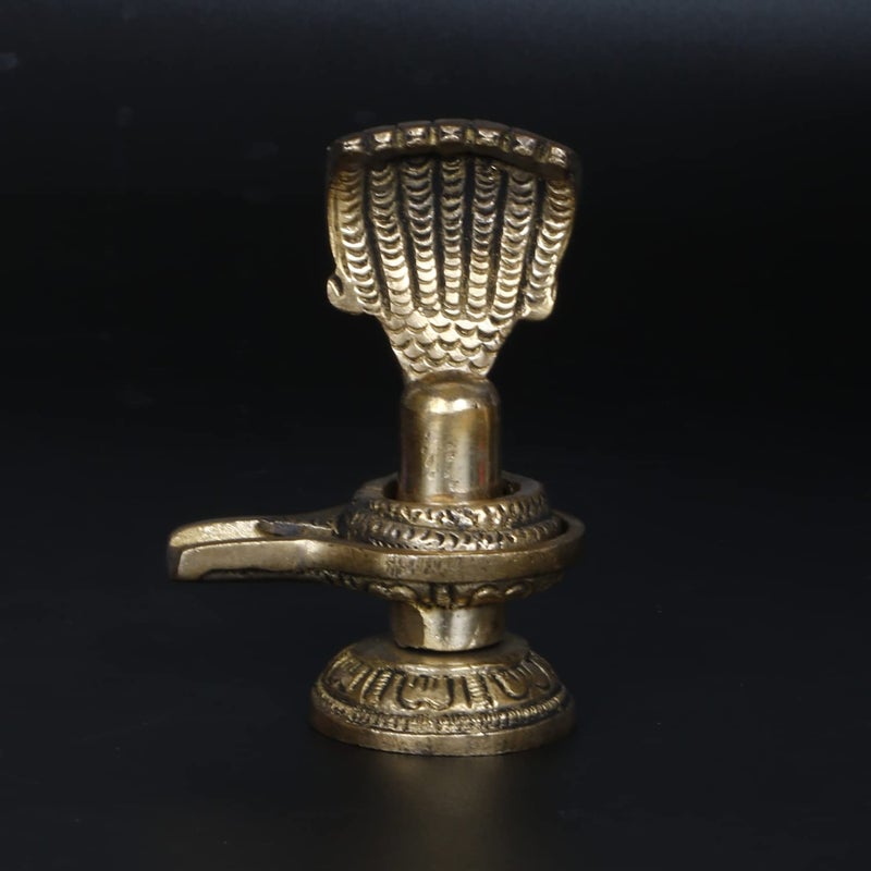 ARTVARKO Brass Shivling with Snake Shiv Lingam Statue Snake Idols of Shiva for Home Temple Pujas Decorative Diwali Vastu Gifts 3 Inch - Image 1