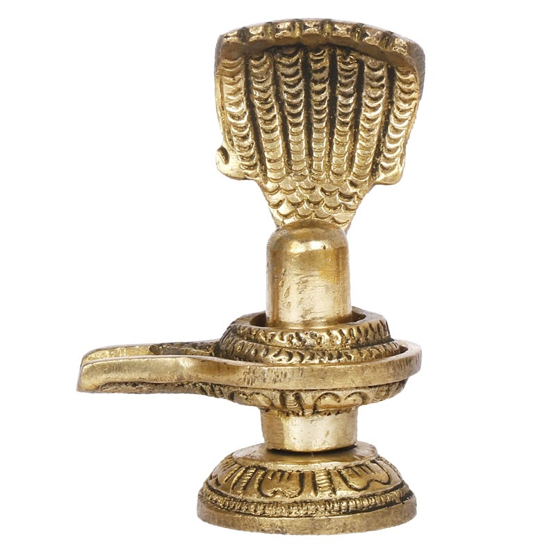ARTVARKO Brass Shivling with Snake Shiv Lingam Statue Snake Idols of Shiva for Home Temple Pujas Decorative Diwali Vastu Gifts 3 Inch - Image 2