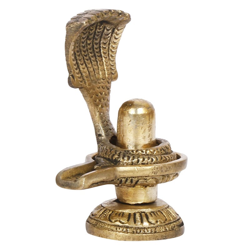 ARTVARKO Brass Shivling with Snake Shiv Lingam Statue Snake Idols of Shiva for Home Temple Pujas Decorative Diwali Vastu Gifts 3 Inch - Image 3