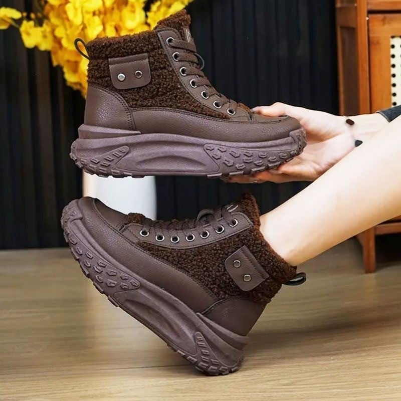 Padded Cotton Shoes Female Torre Shoes 2024 Winter New Fleece-Lined Joker Student Lamb Velvet Tide Shoes Thick-Soled Snow Boots - Image 3