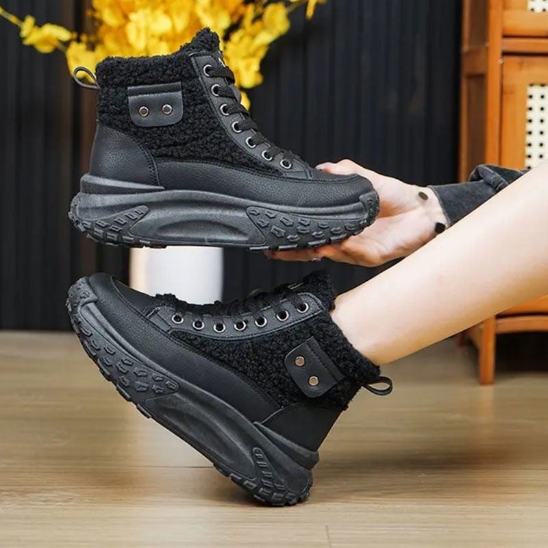 Padded Cotton Shoes Female Torre Shoes 2024 Winter New Fleece-Lined Joker Student Lamb Velvet Tide Shoes Thick-Soled Snow Boots - Image 4