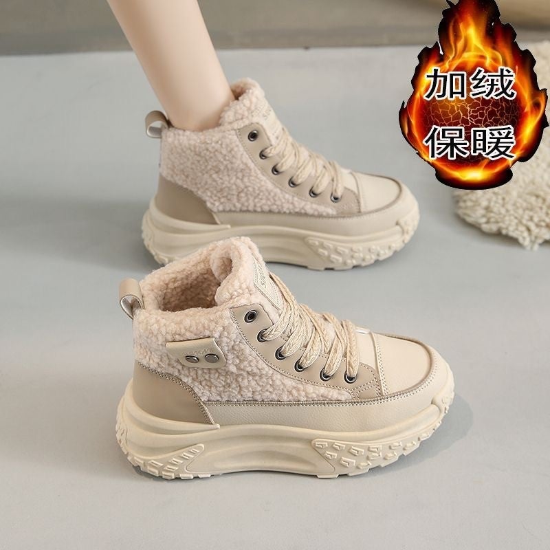 Padded Cotton Shoes Female Torre Shoes 2024 Winter New Fleece-Lined Joker Student Lamb Velvet Tide Shoes Thick-Soled Snow Boots - Image 5
