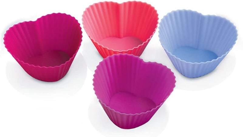 MoldBerry Silicone Muffin MouldsCup Cake Mould Reusable Nonstick Multicolor Heart Shape Pack of 6 - Image 1