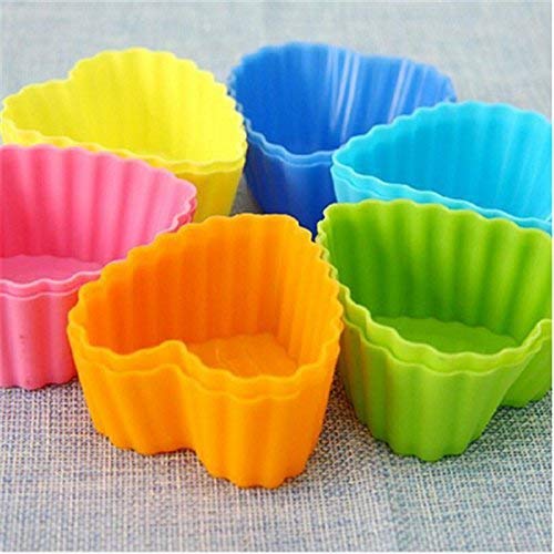 MoldBerry Silicone Muffin MouldsCup Cake Mould Reusable Nonstick Multicolor Heart Shape Pack of 6 - Image 3