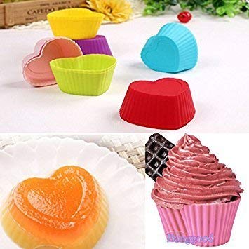 MoldBerry Silicone Muffin MouldsCup Cake Mould Reusable Nonstick Multicolor Heart Shape Pack of 6 - Image 2