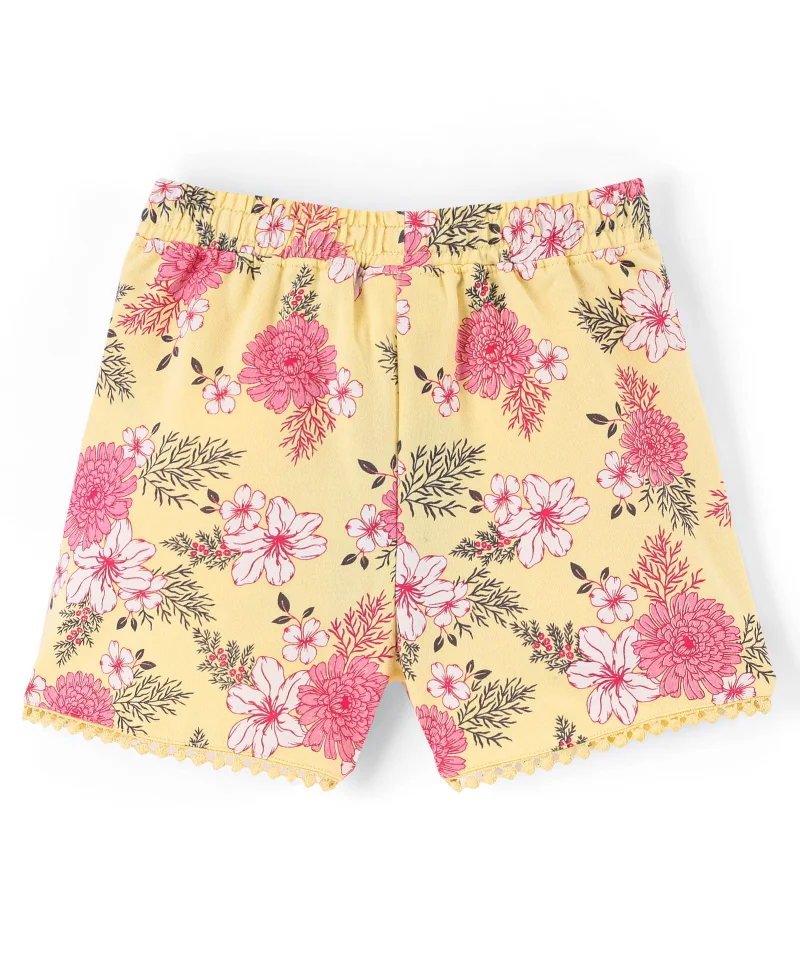 Pine Kids Pine Kids 100% Cotton Knit Mid Thigh Length Shorts Floral Printed - Yellow