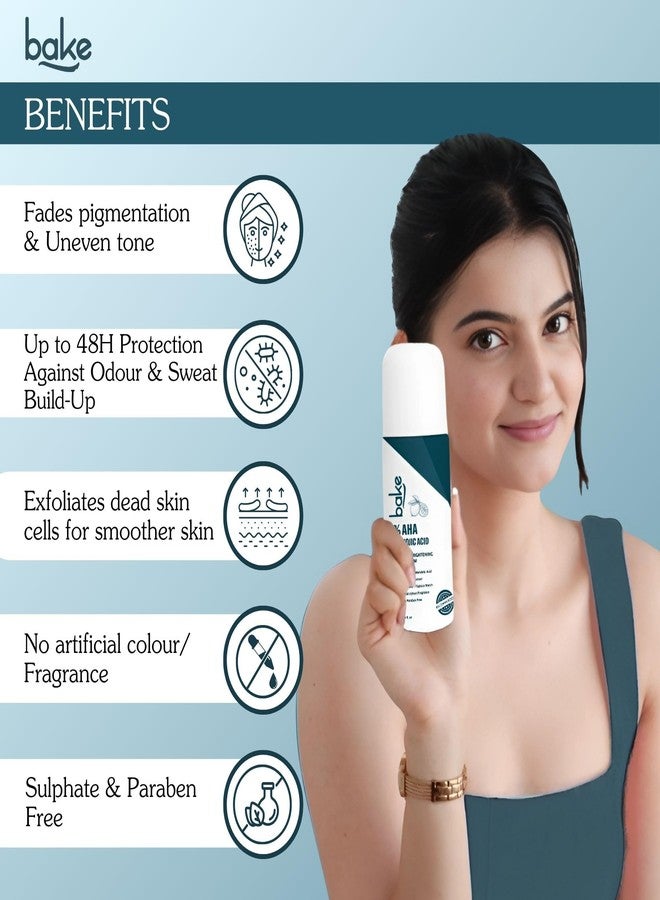 BAKE 6% AHA Underarm Roll On with 2% Kojic Acid, 3% Niacinamide | Brightening Underarm Roll On Serum | For Dark Underarms, Elbows, Knees, Odour & Sweat | Brightening & Exfoliating Serum for Dark Underarms | For Women & Men - 50ml - Image 2