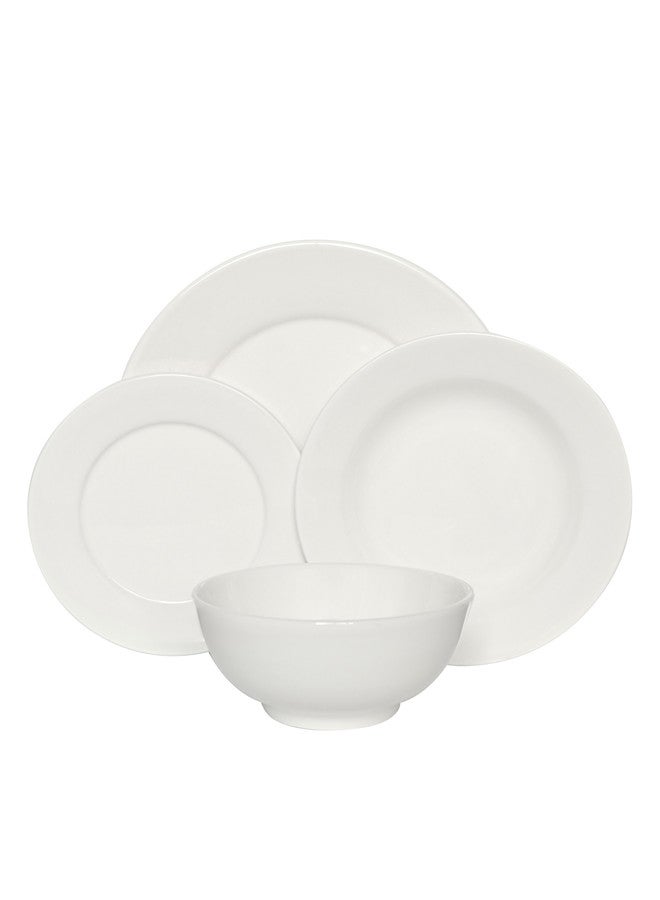 Trust 16-Piece Porcelain Dinner Set White; 4Pcs Dinner Plates Size 10 Inch, 4Pcs Side Plates Size 7 Inch, 4Pcs Deep Plates Size 8 Inch, 4Pcs Bowls Size 5.5 Inch - Image 3