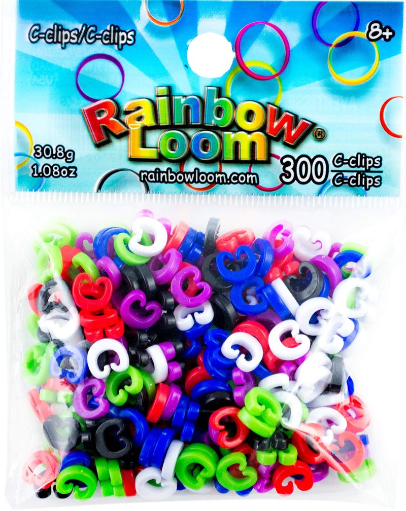 Rainbow Loom 300-Piece Rainbow Loom Colored C-Clips for Rubber Band Bracelets Original Colored C-Clips Refill Pack by Choonâ€™s Design â€“ Compatible with All Rainbow Loom Kits â€“ Ages 8 and Up - Image 1