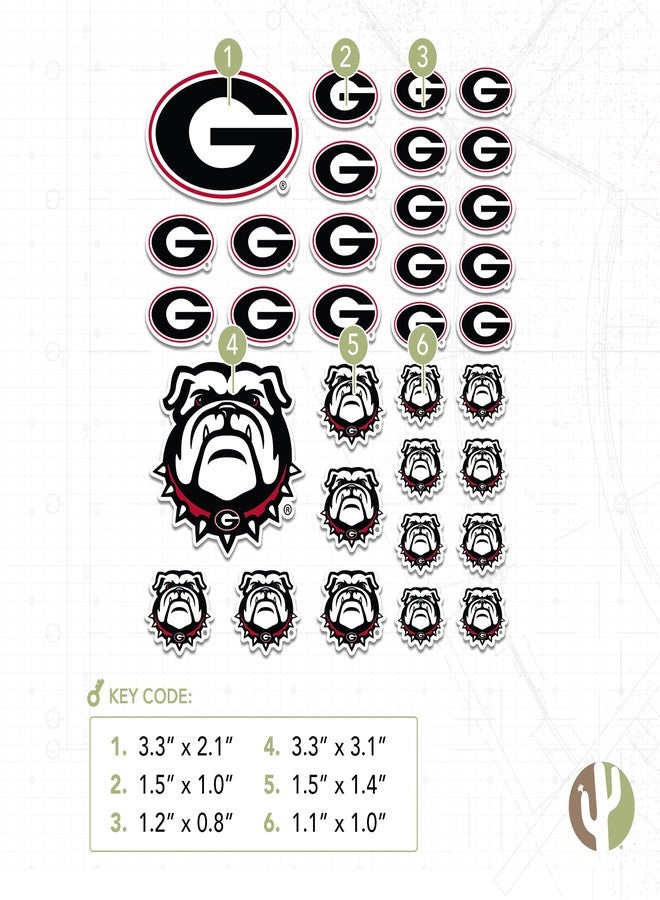 Desert Cactus University of Georgia Sticker Bulldogs UGA Dawgs Vinyl Decals Laptop Water Bottle Car Scrapbook Sheet T1 (Type 1-1) - Image 3